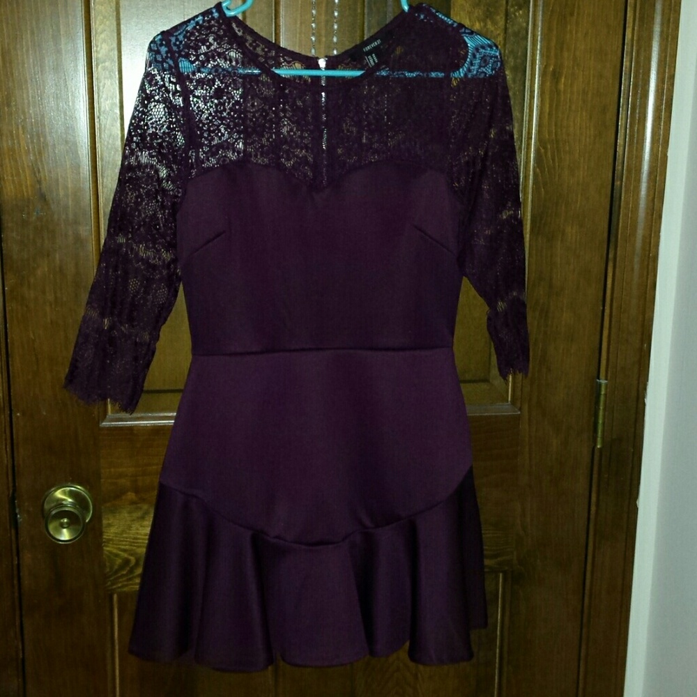 3/4 length sleeve lace mini dress